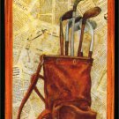 VINTAGE LEATHER GOLF BAG HICKORY SHAFT SINGLE PLAYING SWAP COLLECTIBLE CARD