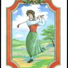 FRAMED GOLF GIRL WILLIAM EARLE ARTIST SINGLE PLAYING SWAP COLLECTIBLE GOLF CARD