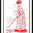 VINTAGE GOLF GIBSON TYPE GIRL ART RED SINGLE PLAYING SWAP COLLECTIBLE GOLF CARD