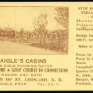 DAIGLES CABIN CHEERIO CAMP OLD EARLY VINTAGE UNLISTED SCARCE TRADE AD GOLF CARD