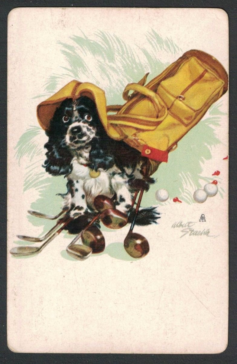 STAEHLE COCKER SPANIEL DOG BUTCH ACE of DIAMONDS GOLF SINGLE PLAYING SWAP CARD