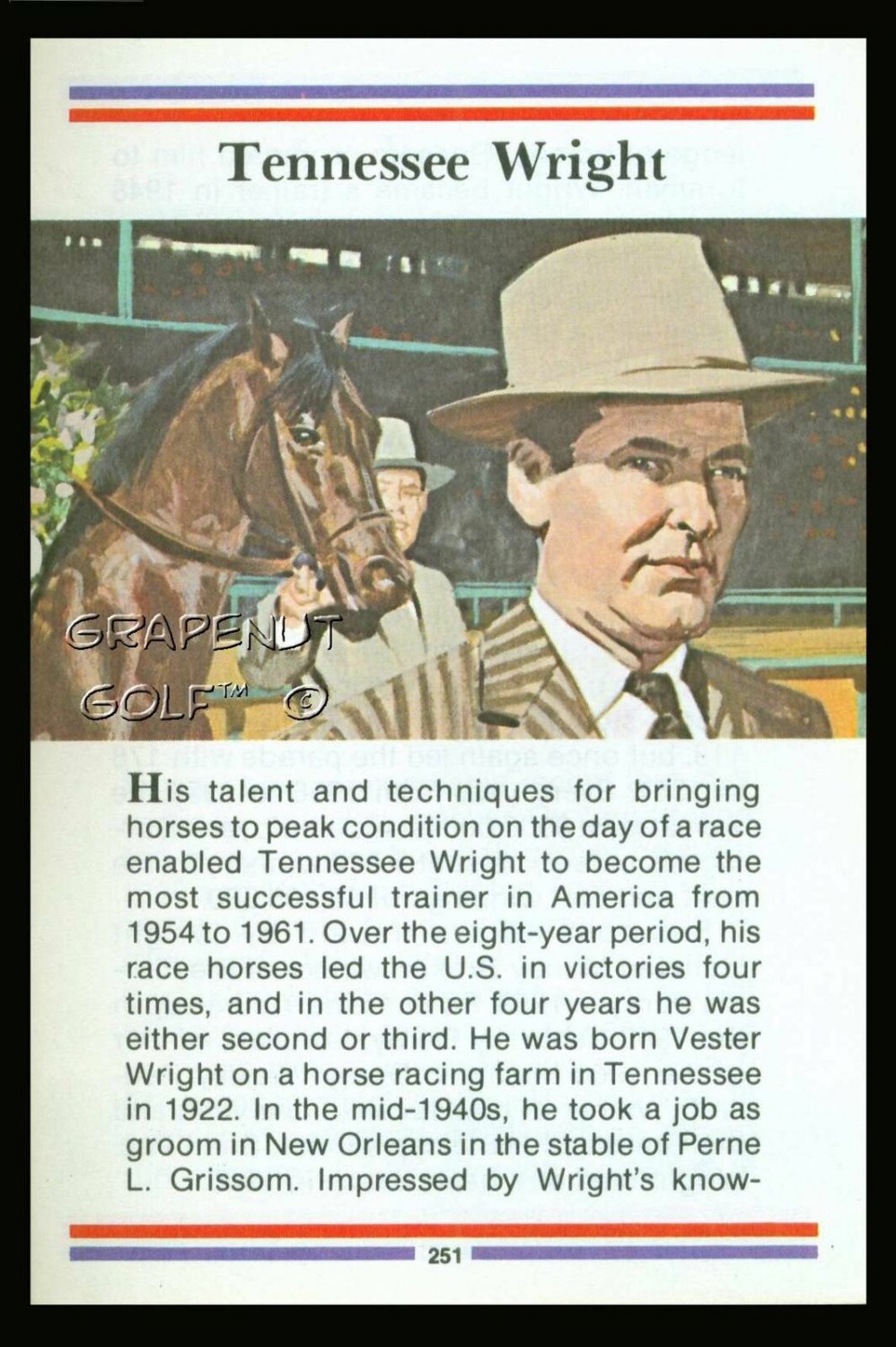 TENNESSEE WRIGHT TRUE VALUE TRAINER KENTUCKY DERBY HORSE RACING PREAKNESS