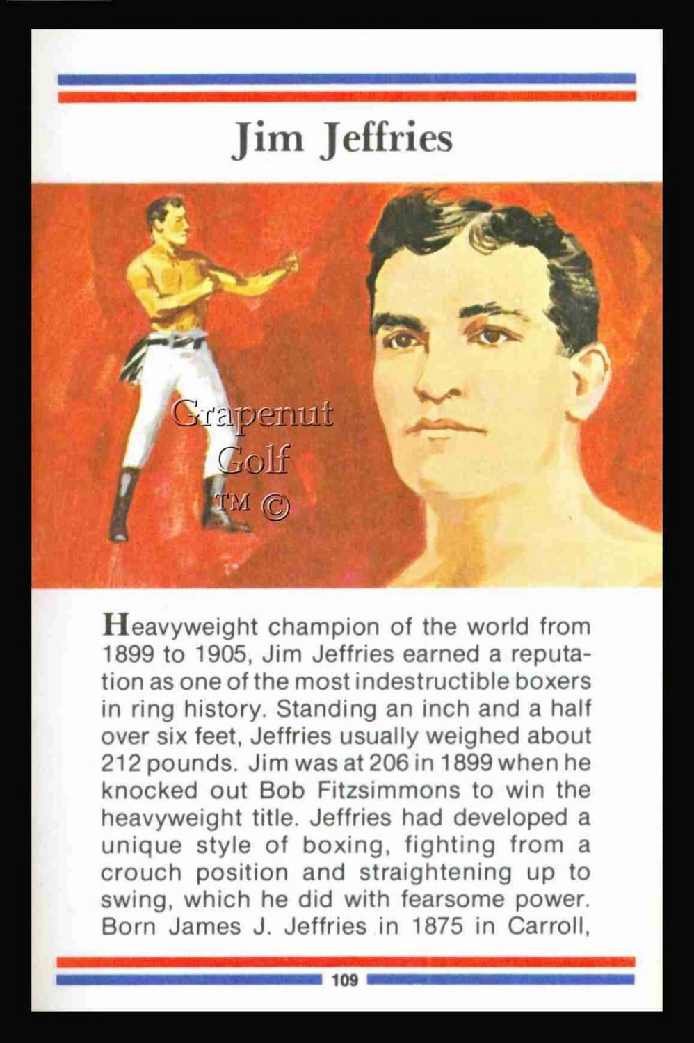 JIM JEFFRIES TRUE VALUE UNDEFEATED PRO BOXING CARD NMT