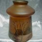 Antique Art Glass Hand Paint Carnival Shade Winter Scene