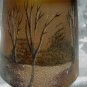 Antique Art Glass Hand Paint Carnival Shade Winter Scene