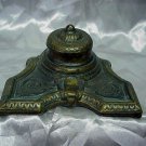 Antique Mod. Brevet Brass Inkwell 1900's Deco Bronze Finish