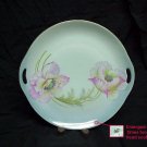 Antique Pierced Handled Cake Plate Hand Painted Flowers P.V. Germany   #104