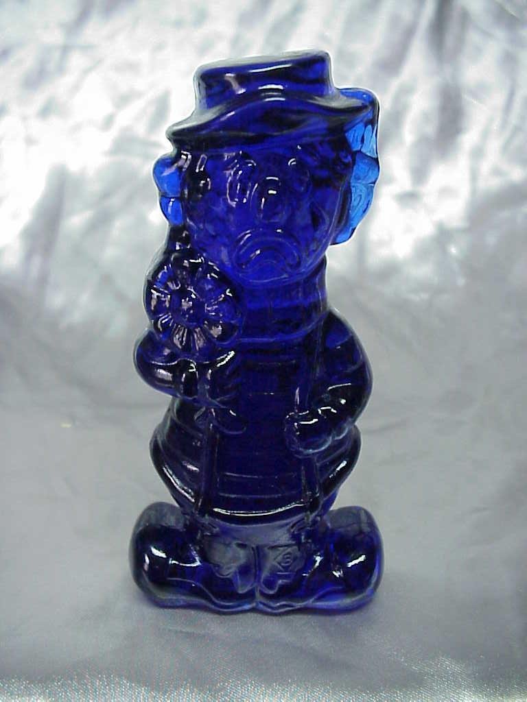 Vintage Cobalt Glass Two Faced Clown Boyd Happy Sad