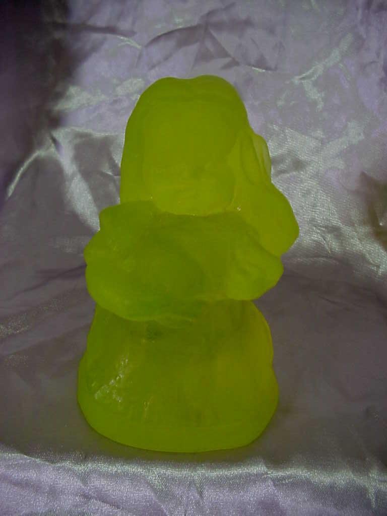 Vintage Solid Glass Vaseline Girl Figure Paperweight