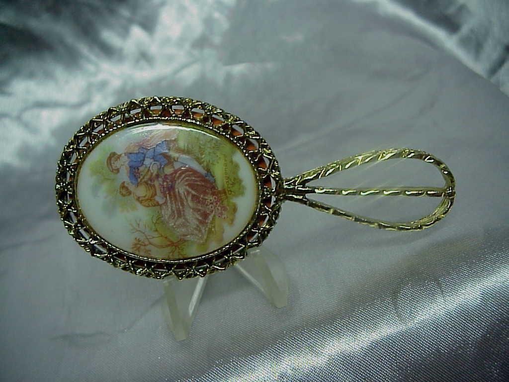 Vintage Miniature Limoges ? Hand Mirror Children's or Dollhouse