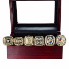 Wooden Box With Replica Pittsburgh Steelers Super Bowl Set(1974/1975/1978/1