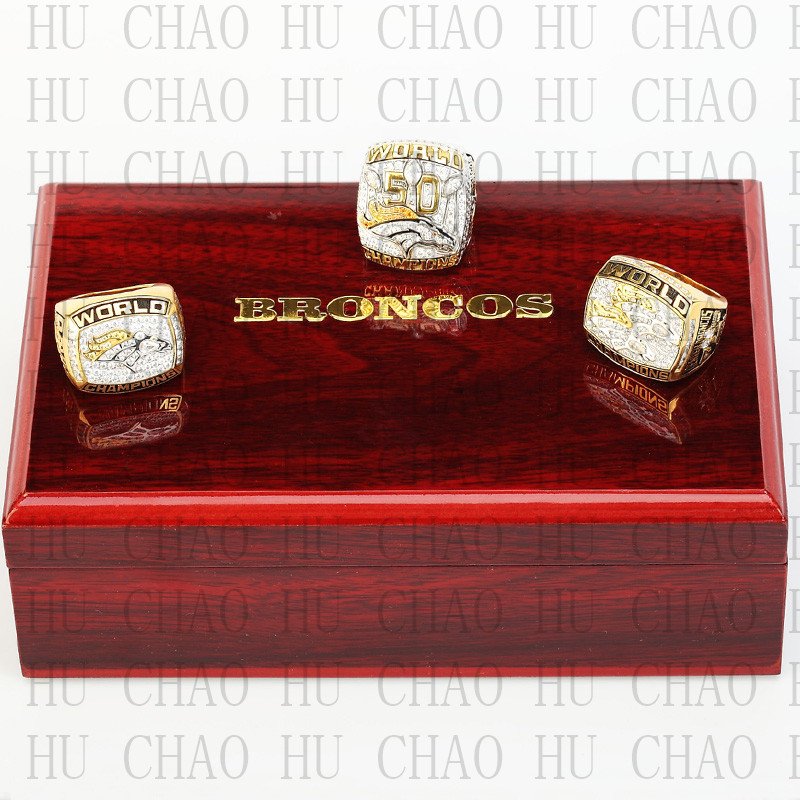 One set (3PCS) 1997 1998 2015 Denver Broncos Super Bowl Championship Ring W