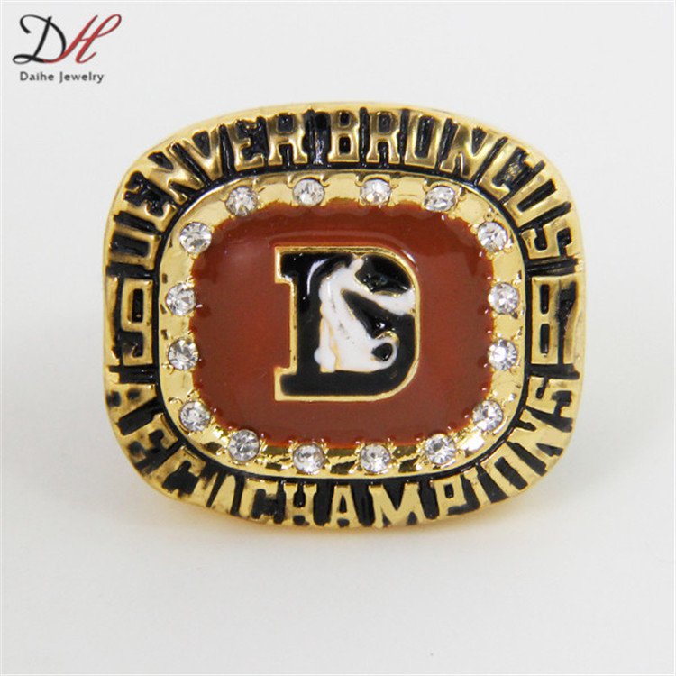 New Sport Gold Ring AFC 1987 Denver Broncos America Football Championship