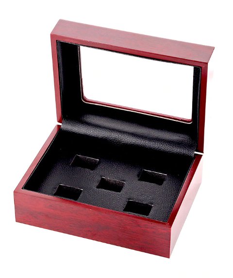 5 holes brown wooden ring display box for rings set
