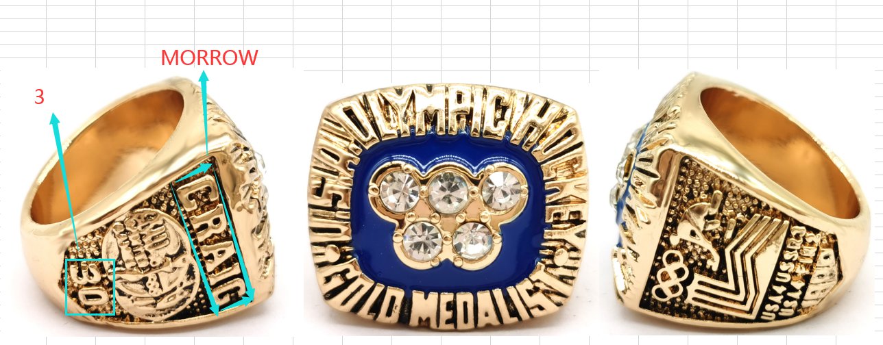1980 USA Olympic Hockey Ring name MORROW and his number was 3