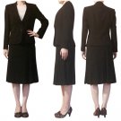 $199 NWOT Talbot's 2P Blazer Jacket Black Crepe V-Neck Double Button Italy USA 2