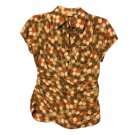 $180 Michael Kors 2P Brown White Orange Polka Dot Ruched Silk Blouse Short PXS