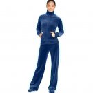 $112 S Zella Blue Velour Leisure Yoga Track Pants Jacket Suit PS Solid