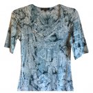 $64 PS Dunia V-Neck Bali Print Blue Black White 3/4 Sleeve Top Tee S Nordstrom