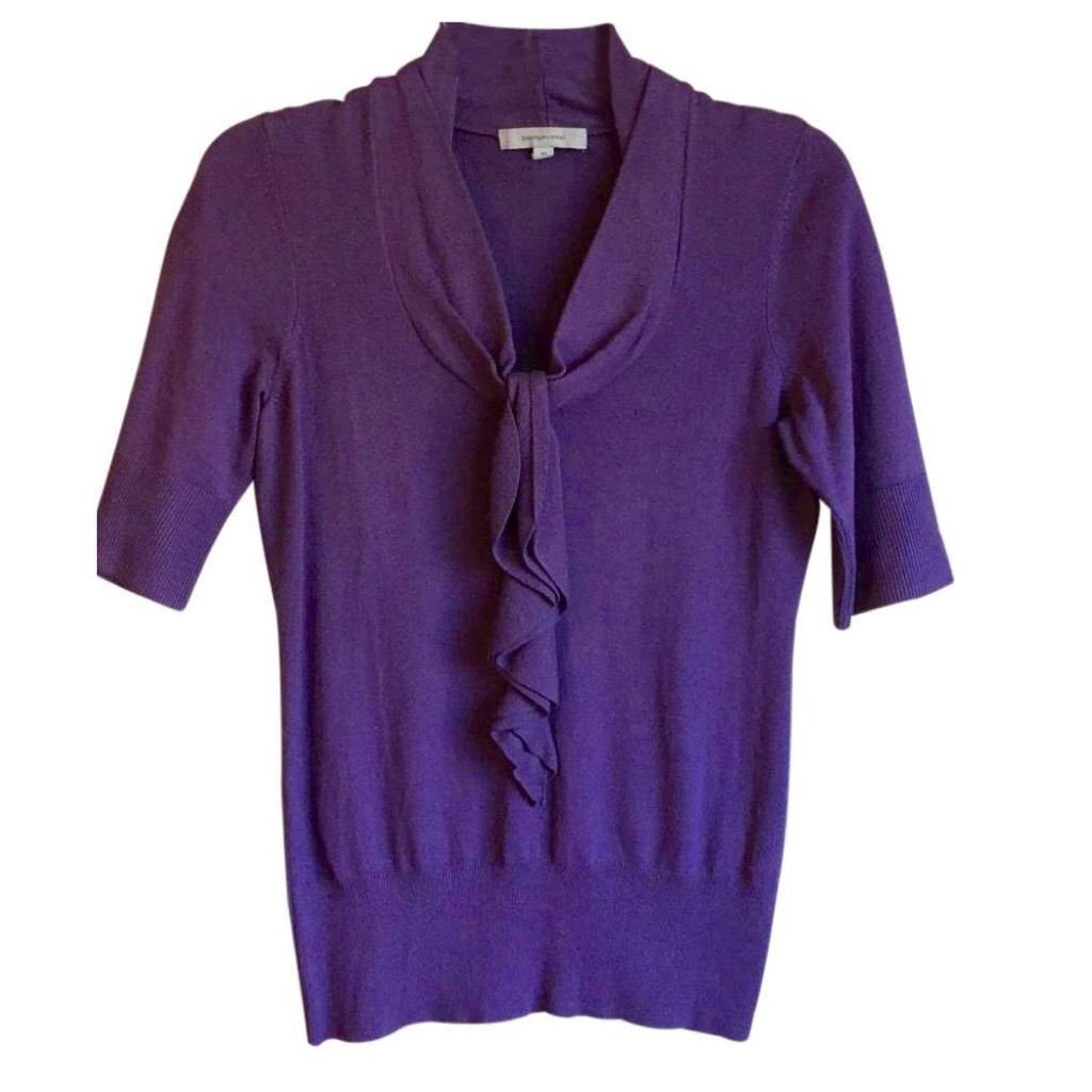 XS Classiques Entier Purple Silk Blend Sweater Women's PXS 3/4 Sleeve Knit Top