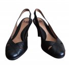 SOFFT Sz 6 WW Slingback Pumps Black Leather Comfort Shoes 3" Heel Sandal 6 E EE