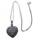 NWOT Nordstrom Sterling 925 Silver Puffed Heart Locket Filigree Crystal Necklace