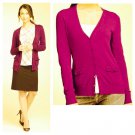 $68 PXS Semantiks Ruffle Pocket Cardigan V-neck Red Hot Pink XS Nordstrom