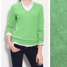 XS Only Mine V-Neck 100% Cashmere Wool Sweater Pea Green Solid Women's 0 2