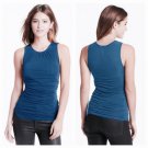 $45 PS Halogen Ruched Sleeveless Shell Blouse Top Blue Green S Tank Cami Career