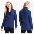 $198 XS Classiques Entier Cassandra Blue Cowl Neck Sweater Wool PP silver Angora