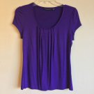 PXS Semantiks Nordstrom Purple Short Sleeve Tee Pleat Scoop Neck XS Rayon Petite
