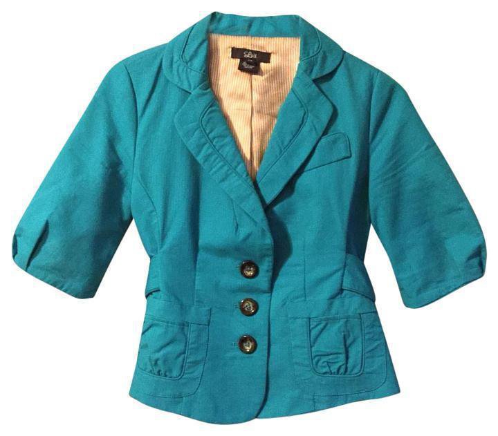 Luii PS Cropped Jacket Light Blue Tortoiseshell belted short sleeves Cotton S