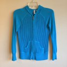 $78 PS Bright Blue Caslon Waffle Knit Zip Up Sweater Jacket Cotton S Hood