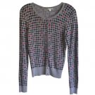 $68 XS Gray Halogen Cardigan Scoop neck Long Sleeve Sweater Navy Red Houndstooth
