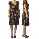 $199 Maggy London 6P Wrap Dress Brown White Floral Short Sleeve A-Line 4P 2P 6