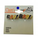 Claire's Halloween Earrings Boo Surgical Steel Orange Black Yellow Vintage USA