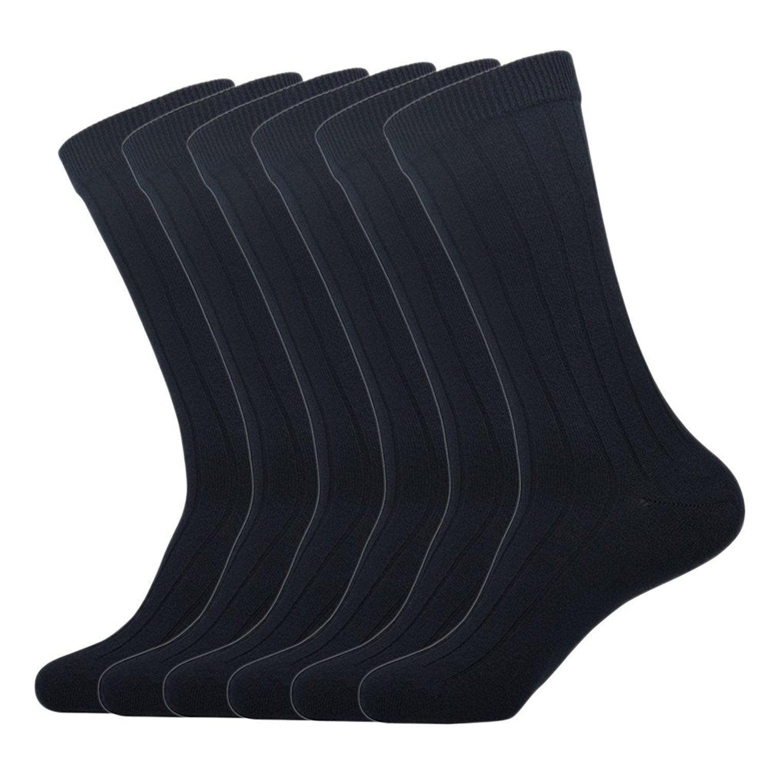 6 PACK Outlast Cotton Calf Casual Dress Socks FOR MEN Navy Blue