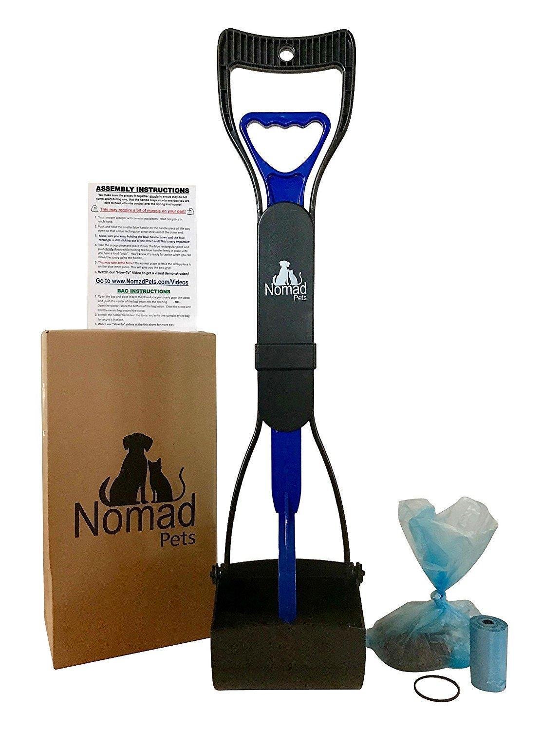 Nomad Pets Tidy Turd Pooper Scooper Set for Dogs with Blue Poop Bags