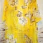Sheer Lemon Yellow Cardigan Kimono with Sheer Hawaiian Style Flowers