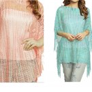 Mesh Poncho Top Cover up Light Fabric Color Peach or Mint OS