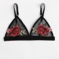 Embroidered Rose Applique Mesh Bralette Size S M L and XL