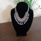 Bib Style Silver and Bronze Color Beads 16" + 2