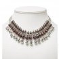 Bib Style Silver and Bronze Color Beads 16" + 2