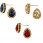 Stud Tear Drop Earrings Blue Sapphire Color, Ruby Red Color or Citrine Color