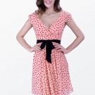 Dress Salmon Pink with Black Polka Dots Chiffon Dress size choice