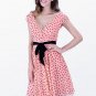 Dress Salmon Pink with Black Polka Dots Chiffon Dress size choice