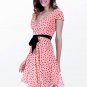 Dress Salmon Pink with Black Polka Dots Chiffon Dress size choice