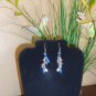 Blue and White Glass and Acrylic Beads Fish Hook Drop Earrings Silver Plated