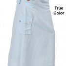 Baby Powder Blue Maxi Skirt with Cargo Pockets and Abalone Buttons A-Line
