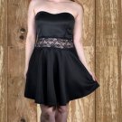 Strapless Black Cocktail Dress with Sheer Lace at Waist size 2XL